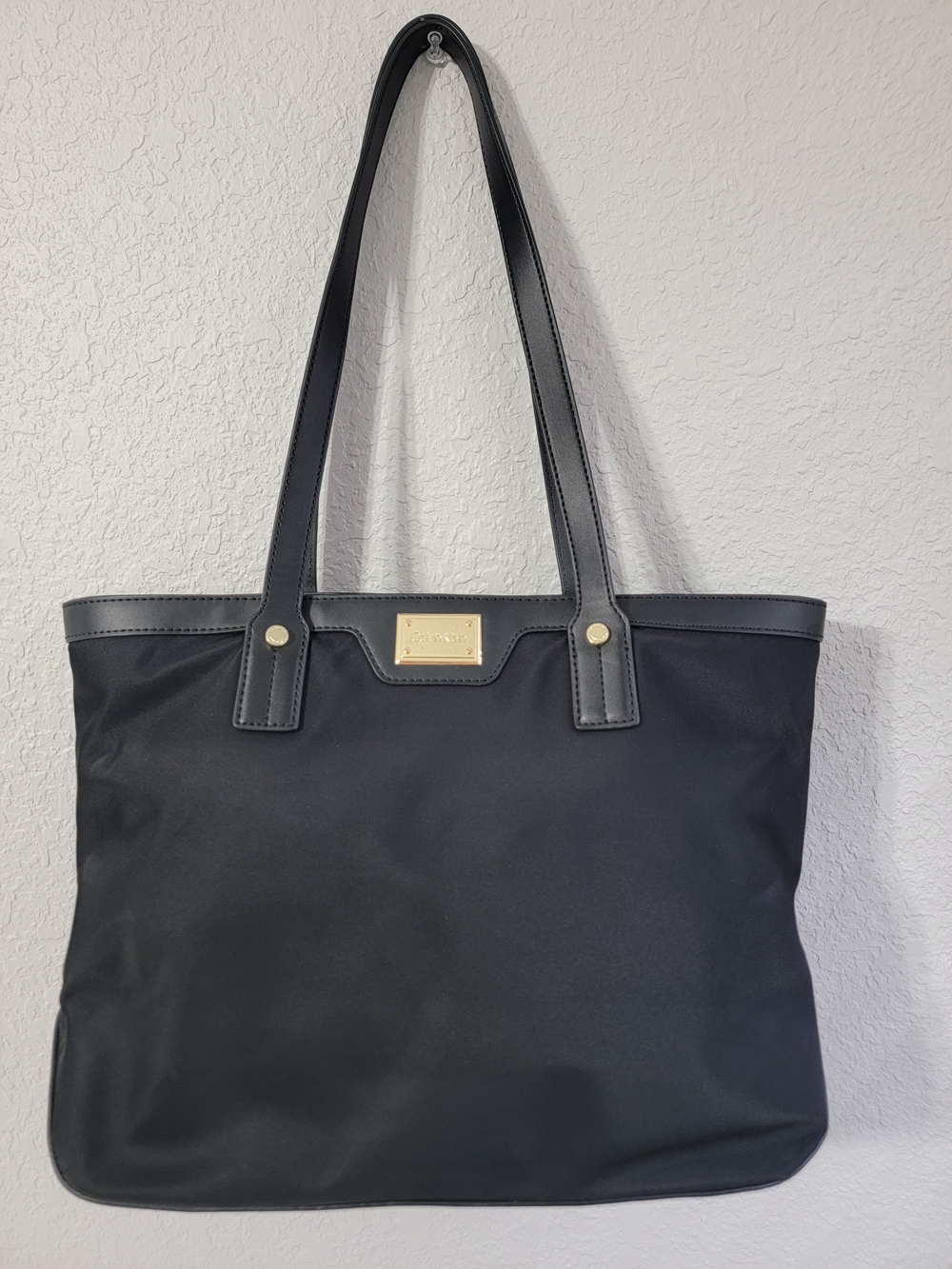 Calvin Klein Black Vinyl Hand Bag, Like New